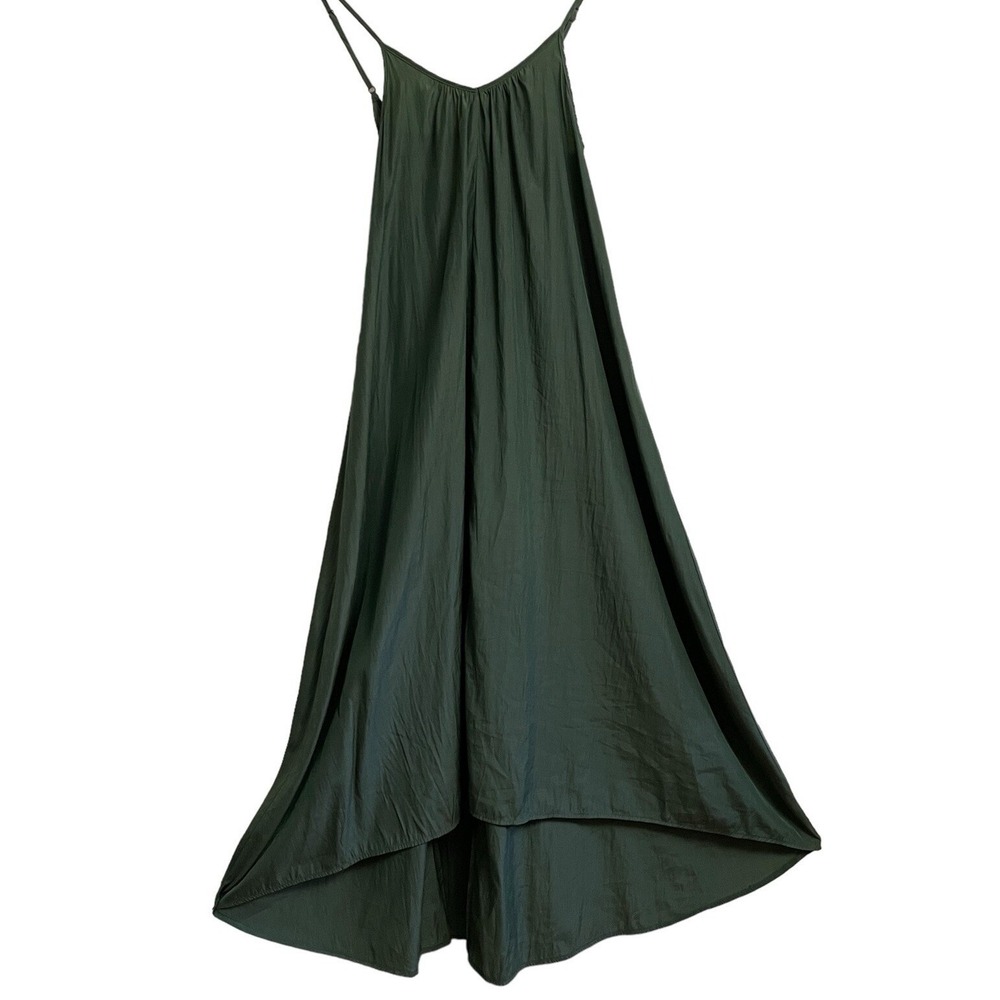 Pink Stitch High Low Maxi Dress Womens Size 2 Olive Green